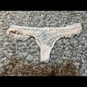 Aerie Cream Heart Thong - Small